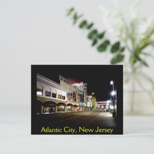 Een nachtelijk Uitzicht van Atlantic City Briefkaart (Staand voorkant)