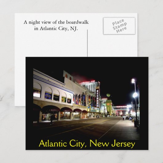 Een nachtelijk Uitzicht van Atlantic City Briefkaart (Voorkant / Achterkant)