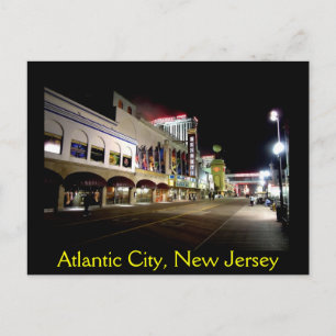 Een nachtelijk Uitzicht van Atlantic City Briefkaart
