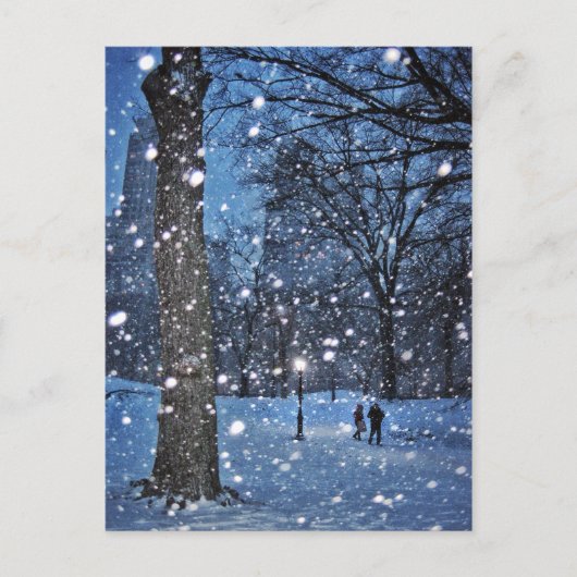 Een nachtelijke wandeling door wintersneeuw briefkaart (Voorkant)