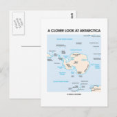 Een nadere blik op Antarctica (Kaart van Antarctic Briefkaart (Voorkant / Achterkant)