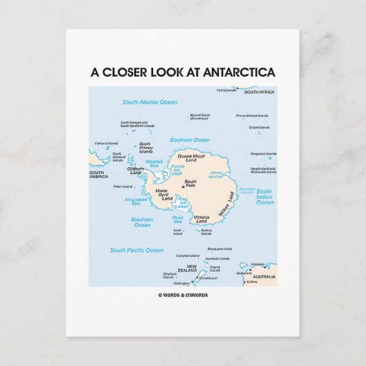 Een nadere blik op Antarctica (Kaart van Antarctic Briefkaart (Voorkant)