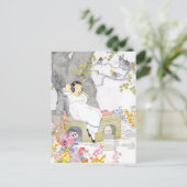 Een Nap op tuinbankje onder Cherry Tree Briefkaart (Staand voorkant)