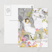 Een Nap op tuinbankje onder Cherry Tree Briefkaart (Voorkant / Achterkant)