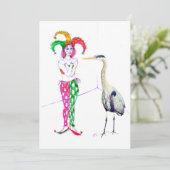 Een nar en een blauwe reiger kaart (Staand voorkant)