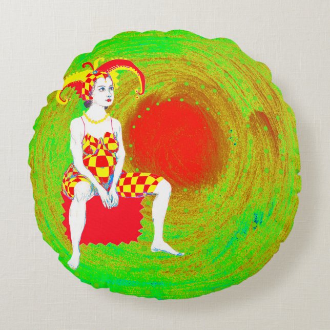 Een nar koningin rond kussen (Voorkant)