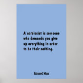 Een Narcissist is iemand die ... Poster (Voorkant)
