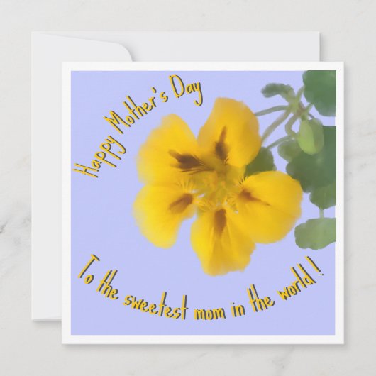 Een nasturtiumbloem voor moederdag kaart (Voorkant)