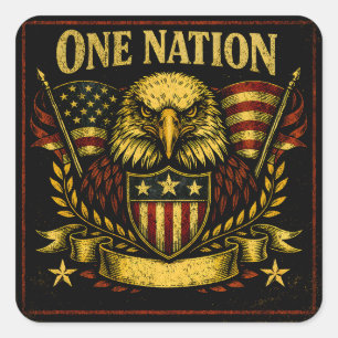 Eén natie - Amerikaanse eenheid trots Vierkante Sticker