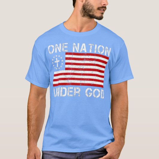 Eén natie onder de Amerikaanse vlag Betsy Ross T-shirt (Voorkant)