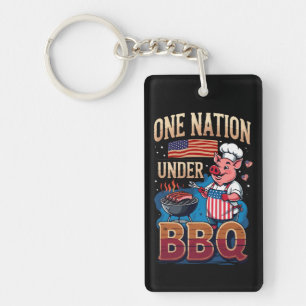 Eén natie onder de BBQ – Vintage Chef Grillmaster Sleutelhanger