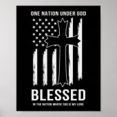 Eén natie onder de God American Flag Quote Poster (Voorkant)