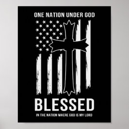 Eén natie onder de God American Flag Quote Poster