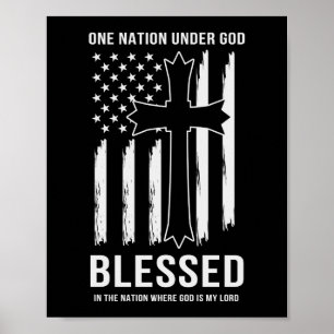 Eén natie onder de God American Flag Quote Poster