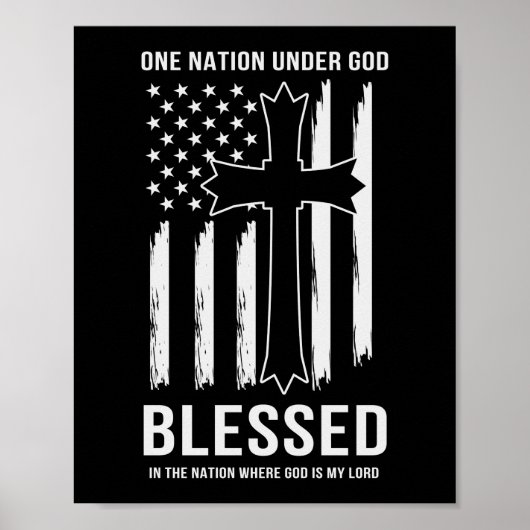 Eén natie onder de God American Flag Quote Poster (Voorkant)
