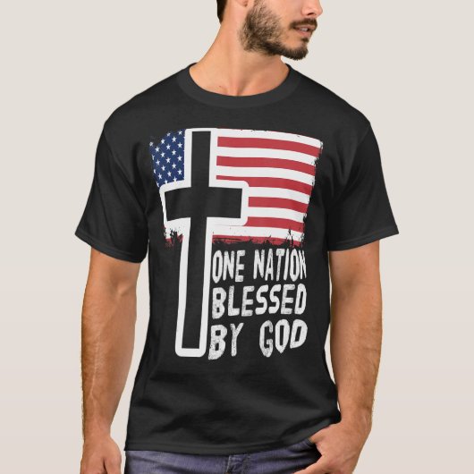 eén natie onder de vlag van god jesus Christelijke T-shirt (Voorkant)