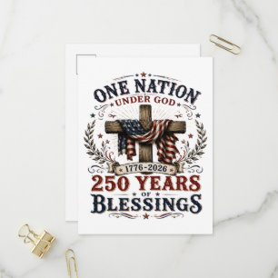 Eén natie onder God 250 jaar zegeningen Uitnodiging Briefkaart