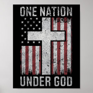 Eén natie onder God 4 juli vintage patriottisch Poster