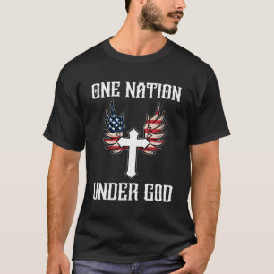 Een natie onder God American Flag Christelijk Cros T-shirt