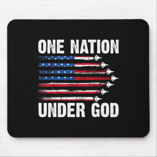 Eén natie onder God Amerikaanse vlag 4 juli figuur Muismat