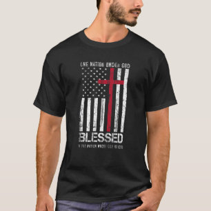 Eén natie onder God Amerikaanse vlag Chris Chris T-shirt