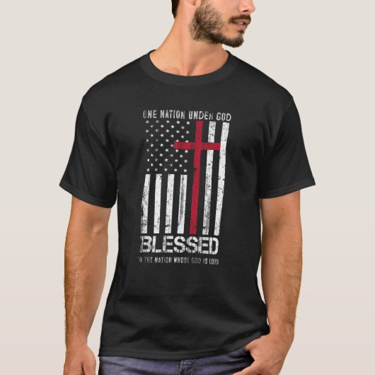 Eén natie onder God Amerikaanse vlag Chris Chris T-shirt (Voorkant)