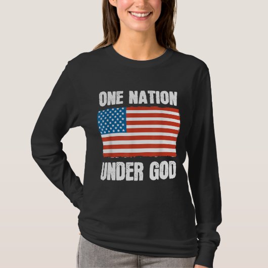 Eén natie onder God Amerikaanse vlag Chris Chris T-shirt (Voorkant)