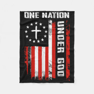 Eén natie onder God Amerikaanse vlag Kruis 4e van Fleece Deken