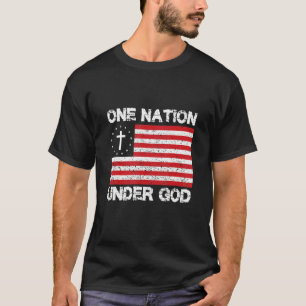 Een natie onder God Amerikaanse vlag Kruis USA Pat T-shirt