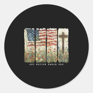 Eén natie onder God Bloemen Memorial Day P Ronde Sticker