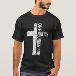 Een natie onder God - Christelijk Cross American F T-shirt