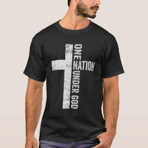 Een natie onder God - Christelijk Cross American F T-shirt