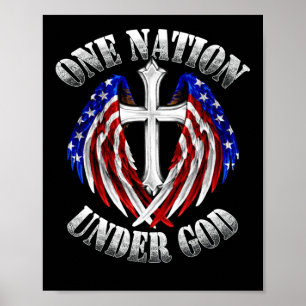 Een natie onder God Faith kruist de Amerikaanse vl Poster