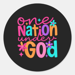 Eén natie onder God, Jezus Bijbel Kruis Patriottis Ronde Sticker