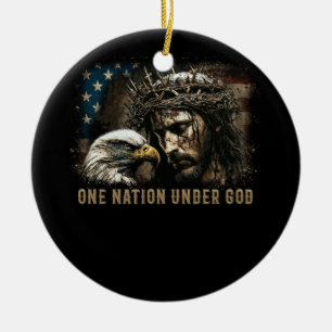 Een natie onder God Jezus Christelijk Eagle Amerik Keramisch Ornament