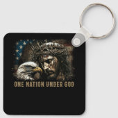 Een natie onder God Jezus Christelijk Eagle Amerik Sleutelhanger (Achterkant)