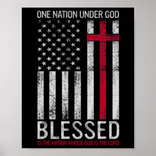 Eén natie onder God Jezus Gezegende Amerikaanse Vl Poster