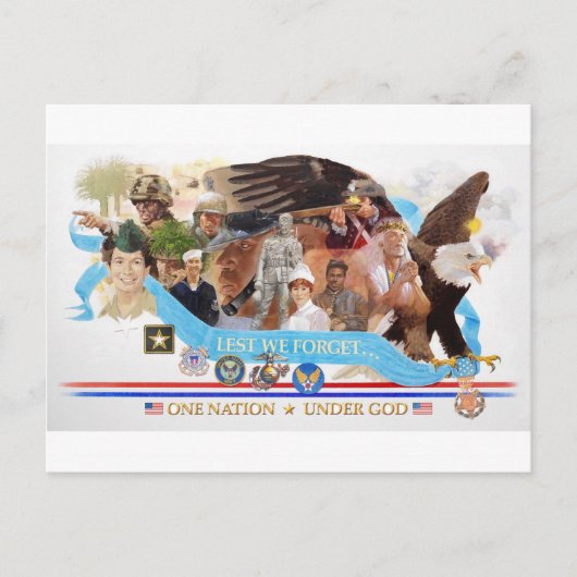Een natie onder God: Lest we vergeten Briefkaart (Voorkant)