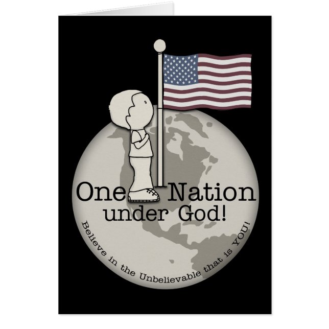 Een natie onder God-Little Boy op Amerikaanse vlag (Voorkant)