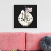 Een natie onder God-Little Boy op Amerikaanse vlag Canvas Afdruk (Insitu (Woonkamer))