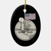 Een natie onder God-Little Boy op Amerikaanse vlag Keramisch Ornament (Voorkant)