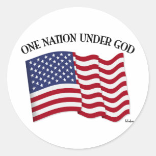 Eén natie onder God met Amerikaanse vlag Ronde Sticker