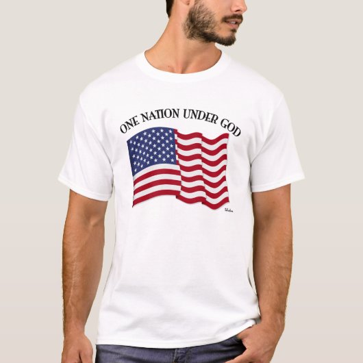 Eén natie onder God met Amerikaanse vlag T-shirt (Voorkant)