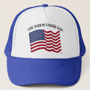 Eén natie onder God met de vlag van de VS Trucker Pet