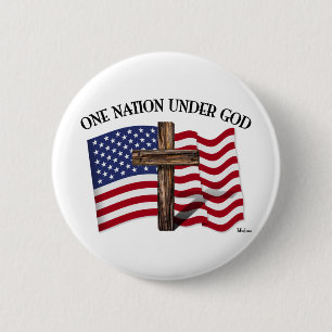 Eén natie onder God met een robuuste kruis en de A Ronde Button 5,7 Cm