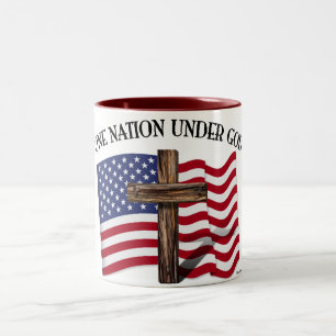 Eén natie onder God met een robuuste kruis en de A Tweekleurige Koffiemok