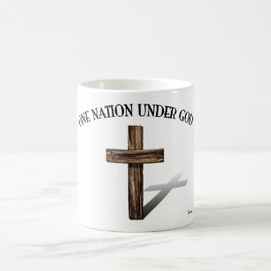 Eén natie onder God met een robuuste kruis Koffiemok