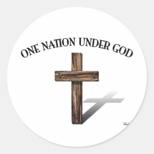 Eén natie onder God met een robuuste kruis Ronde Sticker