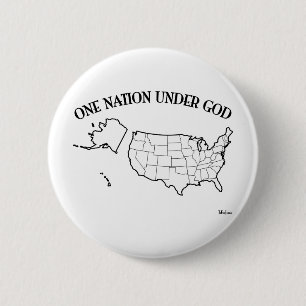 Eén natie onder God met US overzicht Ronde Button 5,7 Cm