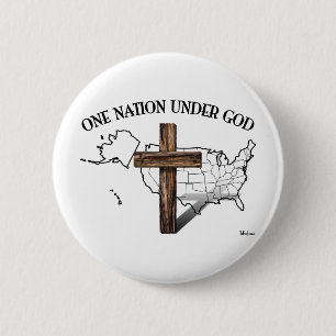 Eén natie onder God met US-overzicht Ronde Button 5,7 Cm